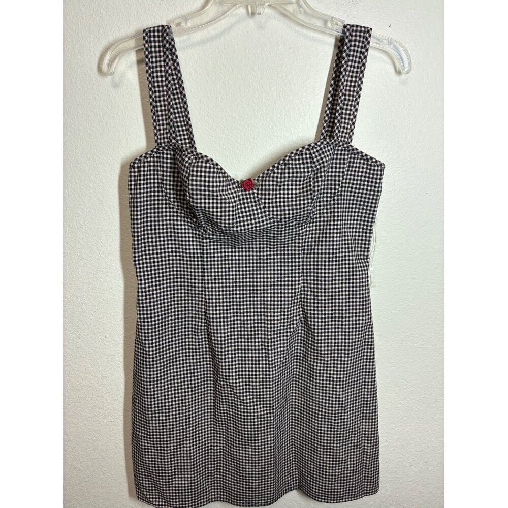 NWT Full Tilt Dress Boho Retro Y2K Business Casual Buffalo Check Black Sz Large
